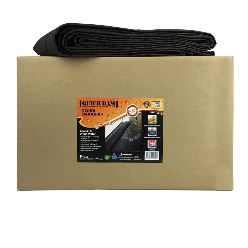 Quick Dam QD617-8 Water-Activated Flood Barriers 8 Pack Black 3.5in High | Control Flood Water Indoors & Outdoors - view 2