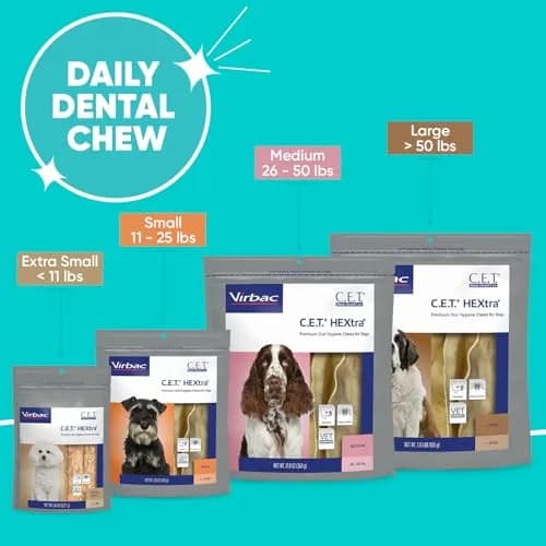 Virbac C.E.T. Hextra Premium Oral Hygiene Chews for Small Dogs (11-25 lbs) | Veterinarian-Trusted Dental Care thumbnail 3