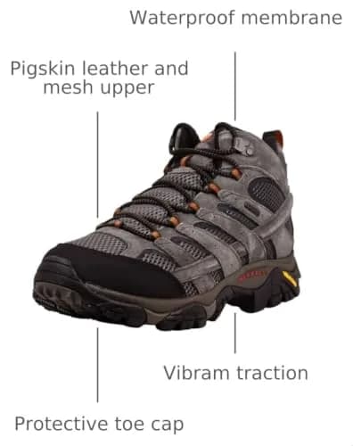 Merrell Moab 2 Mid Waterproof Hiking Boot, Beluga, 7.5 US | Durable Waterproof Hiking Footwear thumbnail 2