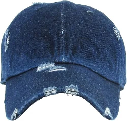 KBETHOS KBE-VINTAGE DDM Washed Cotton Baseball Cap, Dark Denim | Adjustable Low Profile Dad Hat thumbnail 2
