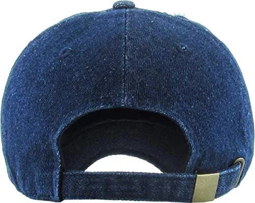 KBETHOS KBE-VINTAGE DDM Washed Cotton Baseball Cap, Dark Denim | Adjustable Low Profile Dad Hat thumbnail 3