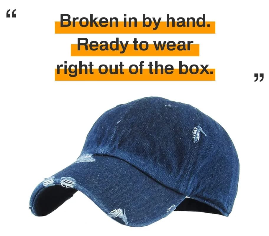 KBETHOS KBE-VINTAGE DDM Washed Cotton Baseball Cap, Dark Denim | Adjustable Low Profile Dad Hat thumbnail 4