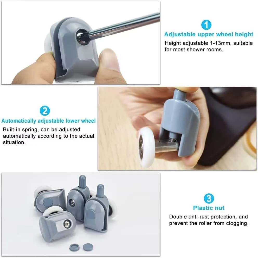 Smooth Shower Door Rollers Set of 8 | 23mm Diameter Home Bathroom Replacement Parts thumbnail 8