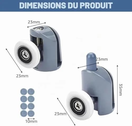 Smooth Shower Door Rollers Set of 8 | 23mm Diameter Home Bathroom Replacement Parts thumbnail 2