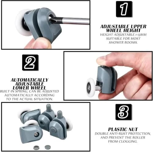 Smooth Shower Door Rollers Set of 8 | 23mm Diameter Home Bathroom Replacement Parts thumbnail 5