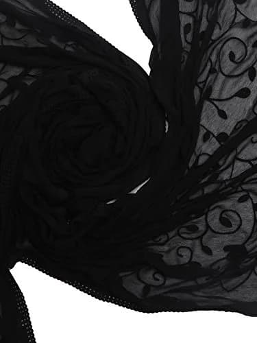 DUPATTA BAZAAR Embroidered Chiffon Dupatta 93x42 inches (236x107 cm) | Elegant Floral Black thumbnail 3