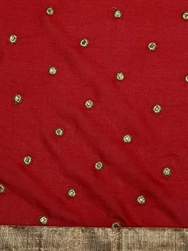DUPATTA BAZAAR Women's Red Chiffon Dupatta with Gold Border 235cm (92") | Traditional Indian Ethnic Wear thumbnail 5