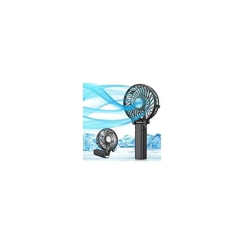 VersionTECH. Portable Handheld Fan with USB Rechargeable Battery, 3-Speed Foldable Mini Fan, Black | 10cm (3.94 inch) Fan Diameter thumbnail 1
