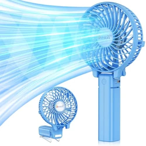 VersionTECH. Portable Handheld Fan with Replaceable Battery | 10cm Fan Diameter (3.94 Inch), 20cm Height (7.87 Inch) | USB Rechargeable thumbnail 1