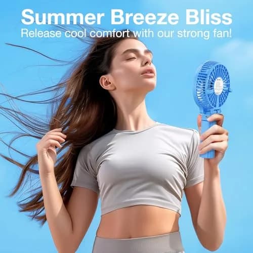 VersionTECH. Portable Handheld Fan with Replaceable Battery | 10cm Fan Diameter (3.94 Inch), 20cm Height (7.87 Inch) | USB Rechargeable thumbnail 4