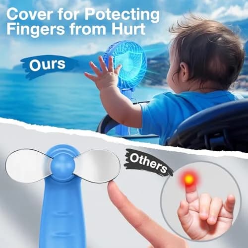 VersionTECH. Portable Handheld Fan with Replaceable Battery | 10cm Fan Diameter (3.94 Inch), 20cm Height (7.87 Inch) | USB Rechargeable thumbnail 6