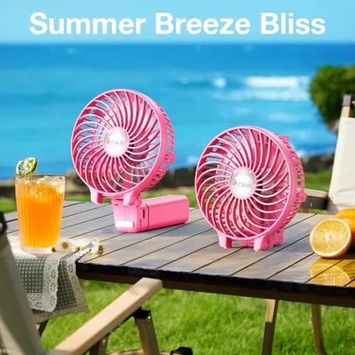 VersionTECH. Portable Handheld Fan with 4000mAh Battery & 180° Foldable Design | 3-Speed Mini USB Fan for Personal Use, Travel, Office (Pink) thumbnail 8