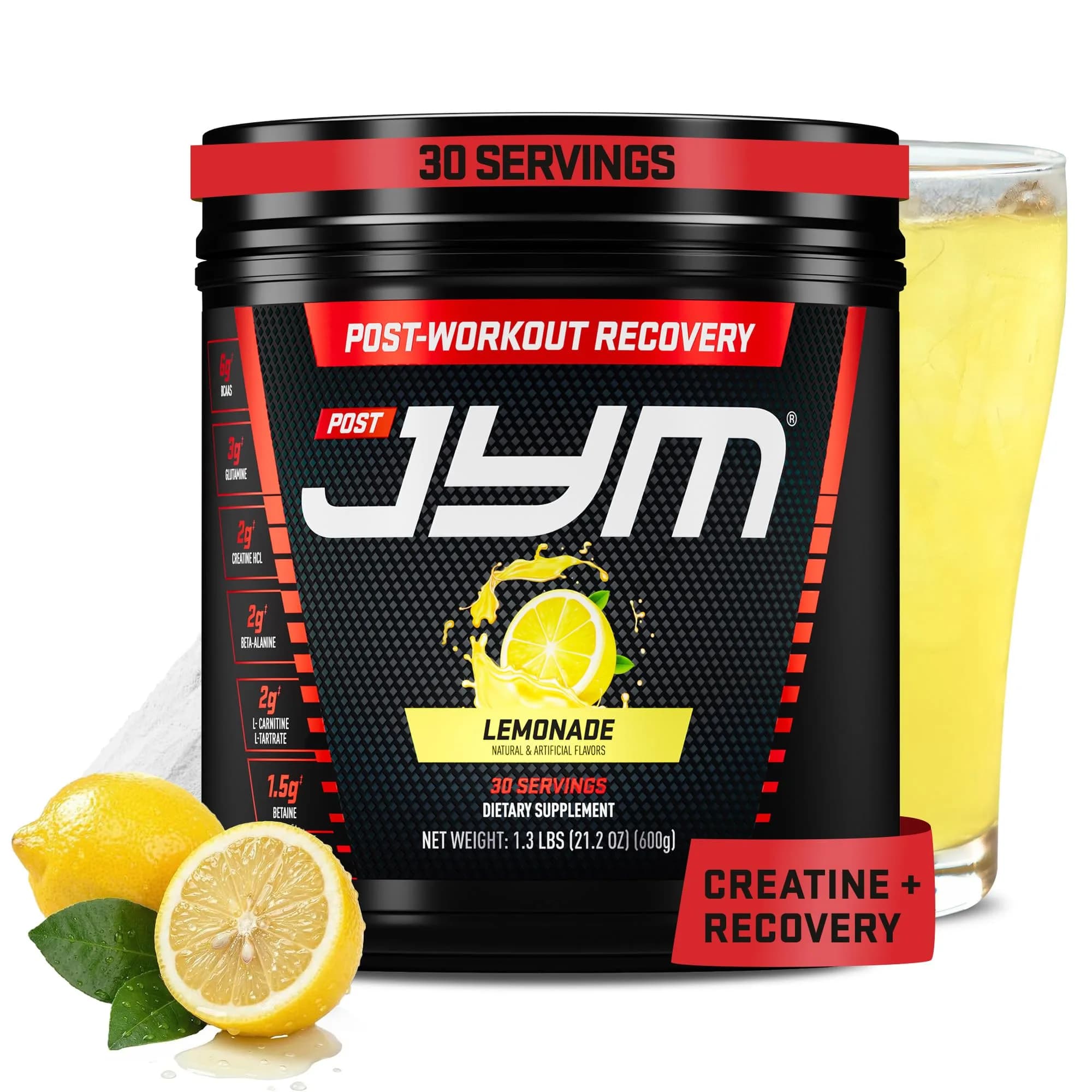 JYM Supplement Science Post JYM BCAAs+ Recovery Matrix, Lemonade | Creatine HCl, 21.2 Oz, Unisex