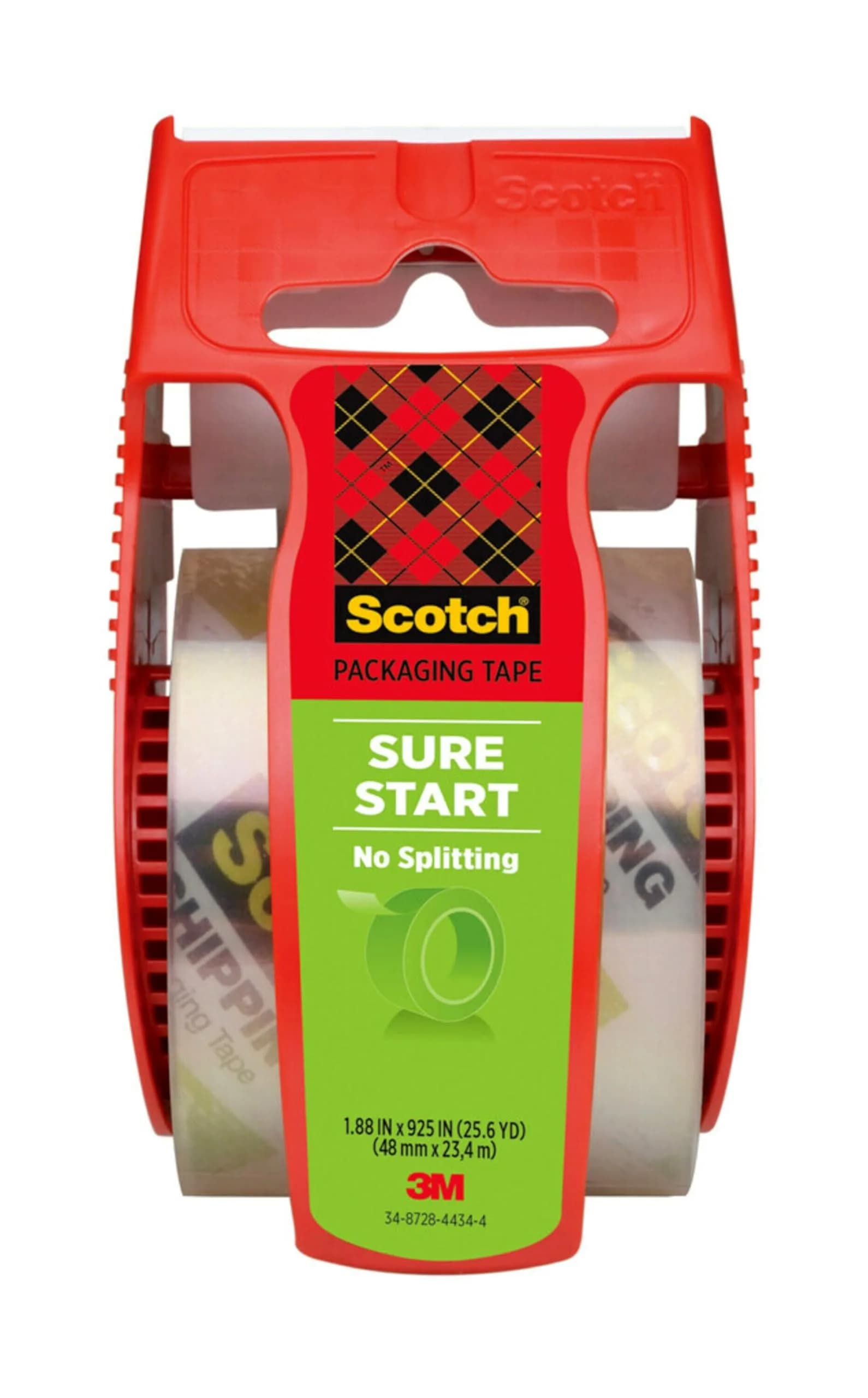 Scotch Sure Start Packing Tape with Dispenser - Clear, 1 Roll | Quiet Unwind & Easy Start - view 2