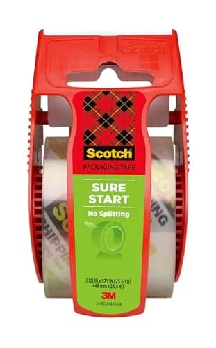 Scotch Sure Start Shipping Packaging Tape 1.88" x 22.2 yd | Quiet Unwind, No Splitting, Clear, 1 Dispensered Roll thumbnail 2