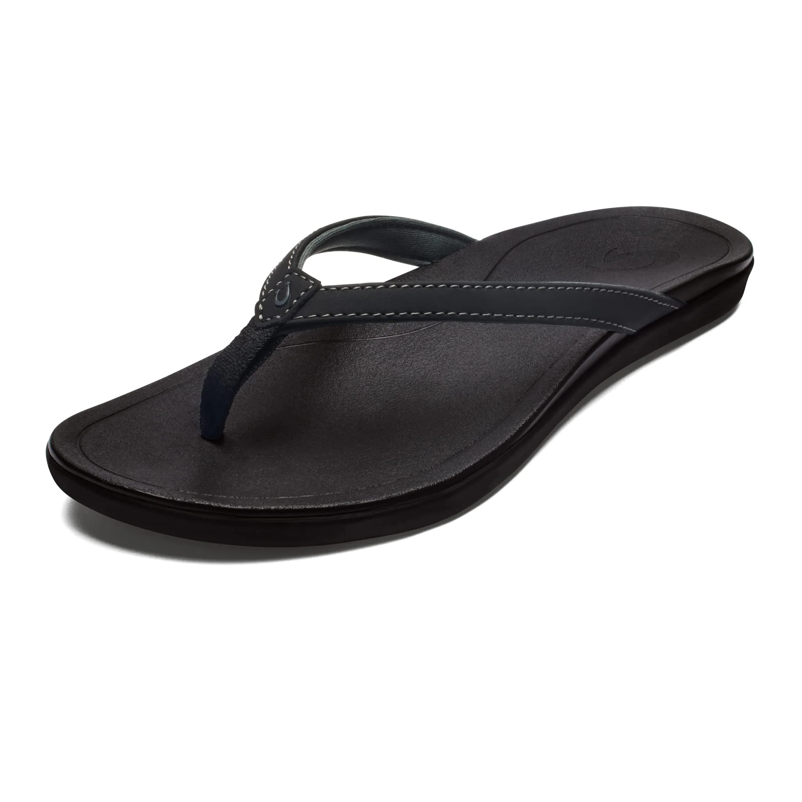 OluKai Ho'opio Women's Beach Sandals, Water Resistant, Onyx/Onyx, Size 11 | Supportive Anatomical Footbed - main product image