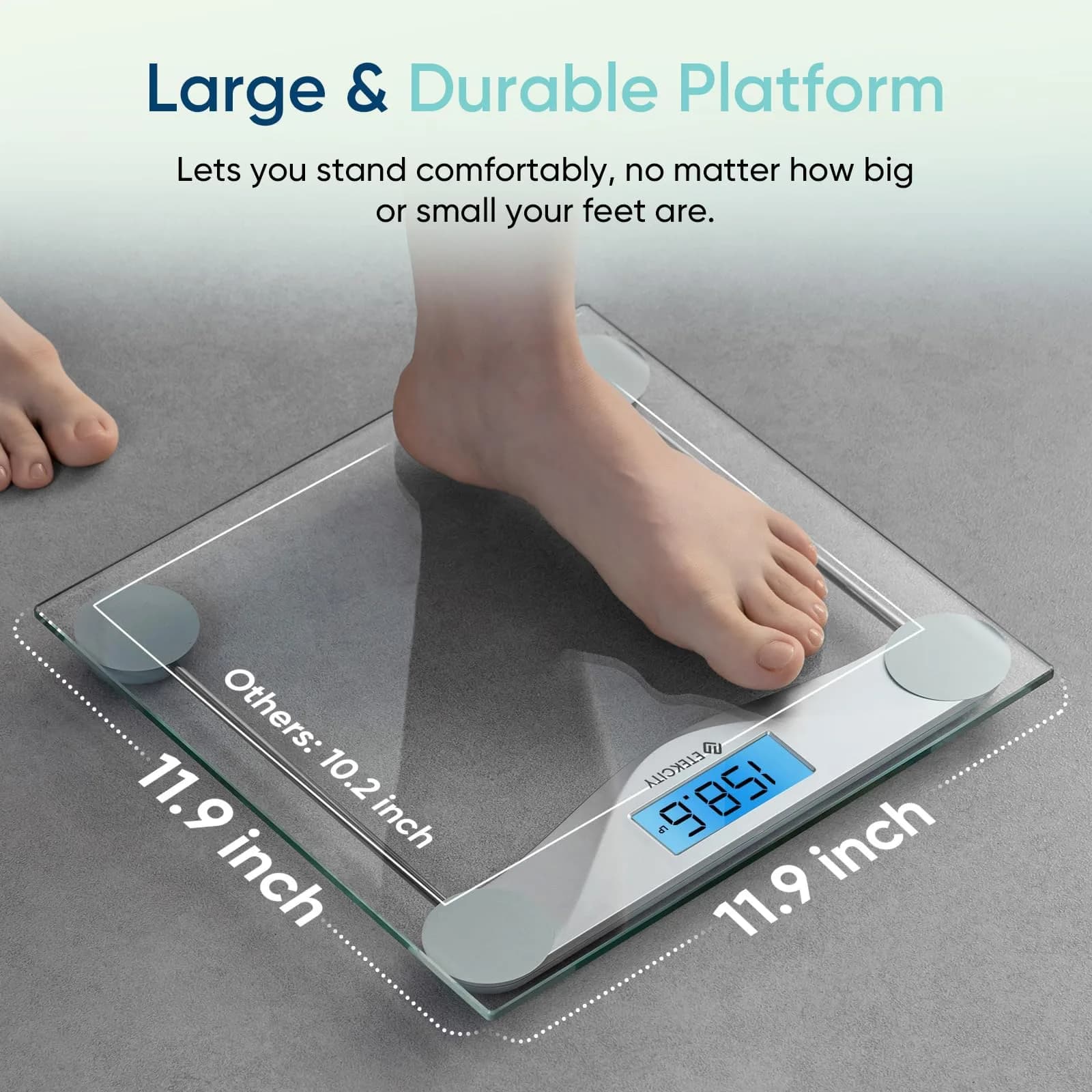Etekcity ESB-591 Smart Body Weight Scale - Silver, 11.9 x 11.9 inches | VeSync App & BMI Tracking - view 4