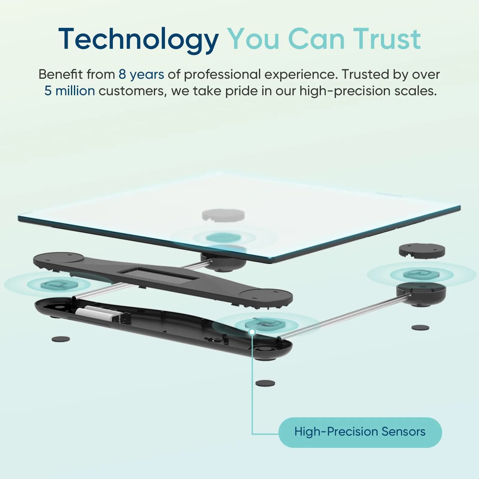 Etekcity ESB-591 Smart Body Weight Scale - Silver, 11.9 x 11.9 inches | VeSync App & BMI Tracking - view 2