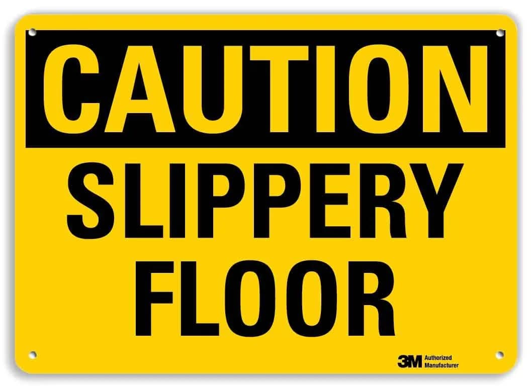 SmartSign Caution - Slippery Floor Sign 7" x 10" | Reflective Aluminum for Safety