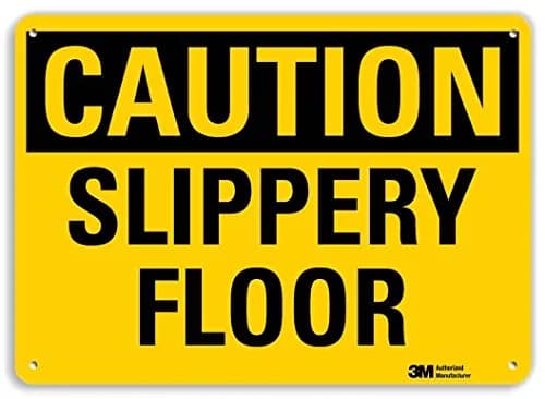SmartSign Caution - Slippery Floor Sign 7" x 10" | Reflective Aluminum for Safety thumbnail 1