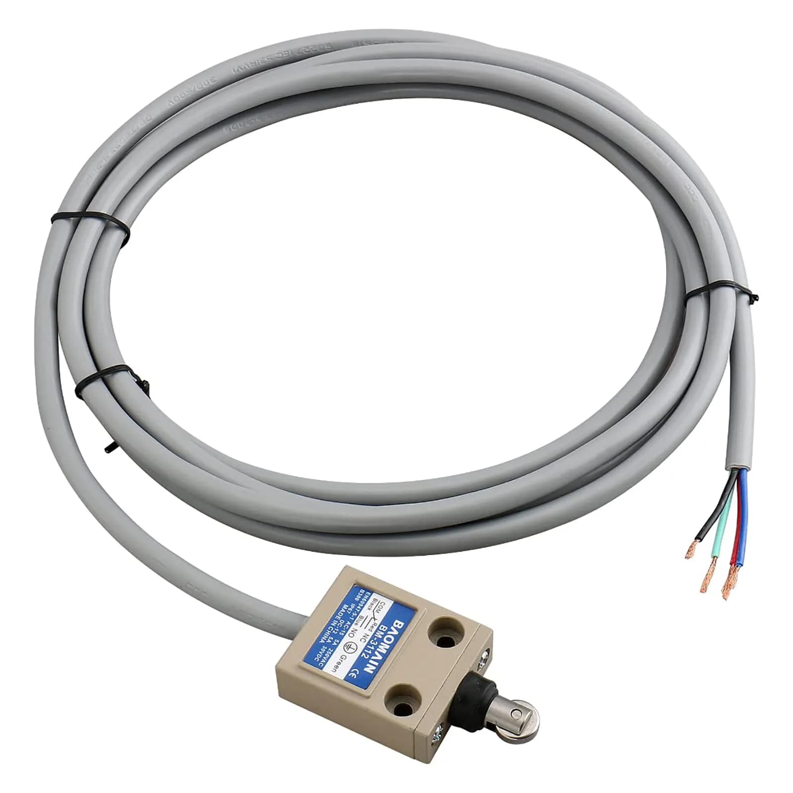 Baomain Limit Switch BM-3103 Cross Roller Plunger SPDT 5A IP67 | Heavy-Duty Industrial Control — Grey
