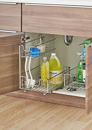 TRINITY Sliding Undersink and Cabinet Organizer with 2 Baskets | Max 50 lbs Capacity, 11.5" W x 17.75" D x 16" H thumbnail 3
