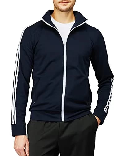 H2H Mens Active Slim Fit Track Lightweight Jacket Zip-up Long Sleeve NAVY US L/Asia XL thumbnail 2