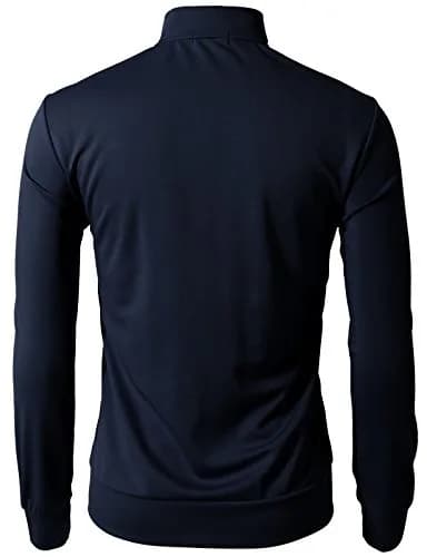 H2H Mens Active Slim Fit Track Lightweight Jacket Zip-up Long Sleeve NAVY US L/Asia XL thumbnail 4