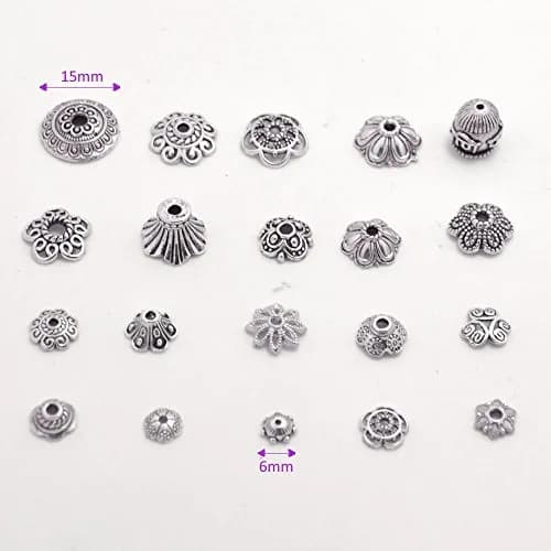 BronaGrand Bali Style Jewelry Bead Caps 6-15mm | Exotic Silver Mix for Jewelry Making thumbnail 4