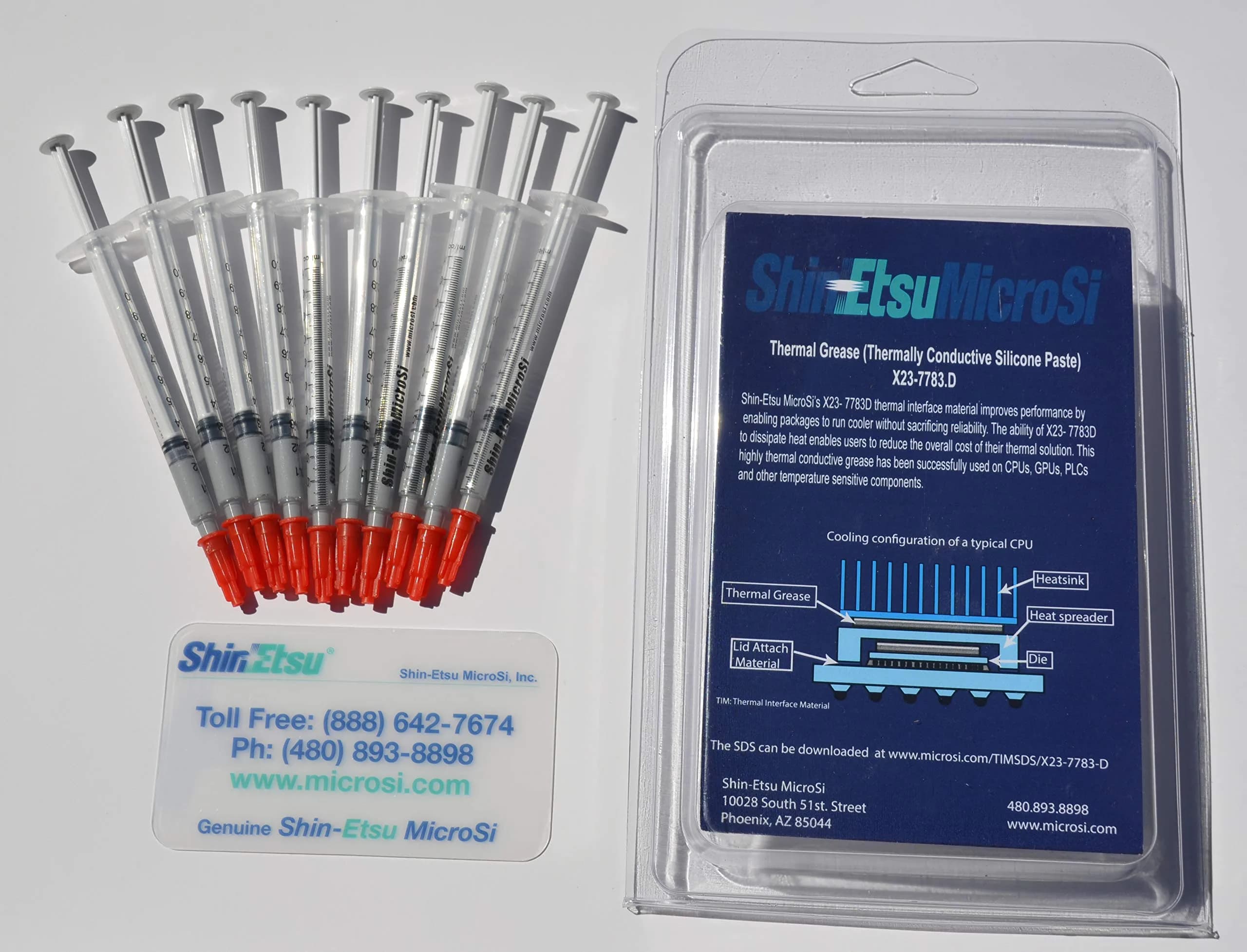 Shin-Etsu X23-7783D Thermal Grease 10x0.5g Syringes | High Performance Thermal Conductivity 6.0 W/mK — 0.5 gm