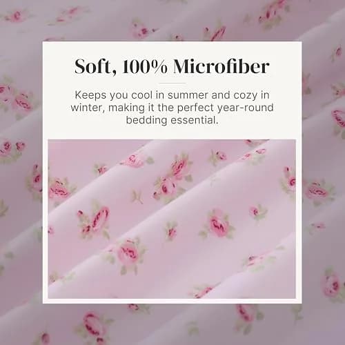 Modern Threads California King Bed Sheets Set | Ultra Soft Microfiber, Wrinkle-Free, Deep Pockets, Roses on Blush thumbnail 5