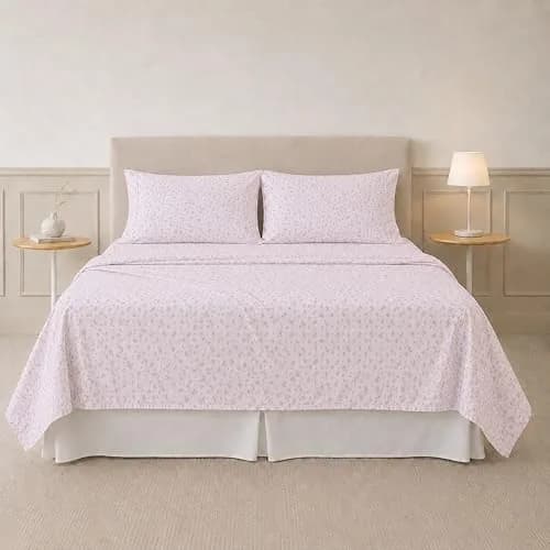 Modern Threads California King Bed Sheets Set | Ultra Soft Microfiber, Wrinkle-Free, Deep Pockets, Roses on Blush thumbnail 2