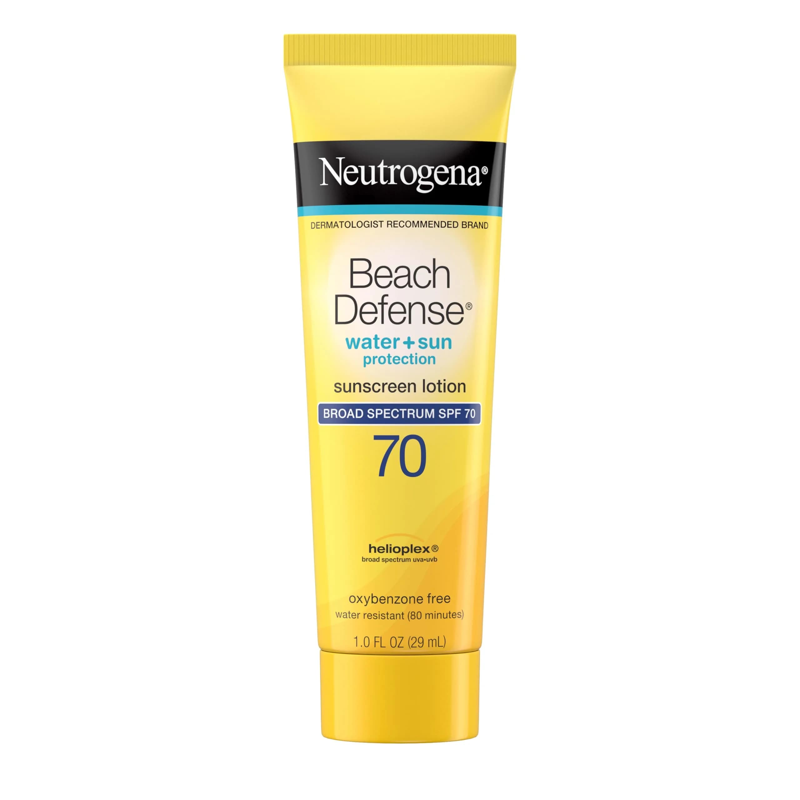 Neutrogena Beach Defense Sunscreen Lotion SPF 70, Face & Body Sunscreen, Broad Spectrum, Fast Absorbing, 198ml (6.7 Fl Oz) | Water Resistant 80 Min, Oil-Free, Oxybenzone & Octinoxate Free (Pack of 3) — 1 Fl Oz