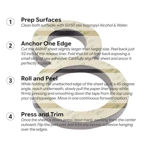 Gizmo Dorks 468MP Double Sided Adhesive Transfer Tape Sheets 20.3 x 20.3 cm (8 x 8 in) | High Temp Acrylic Foam Tape for 3D Prints & Graphics thumbnail 4