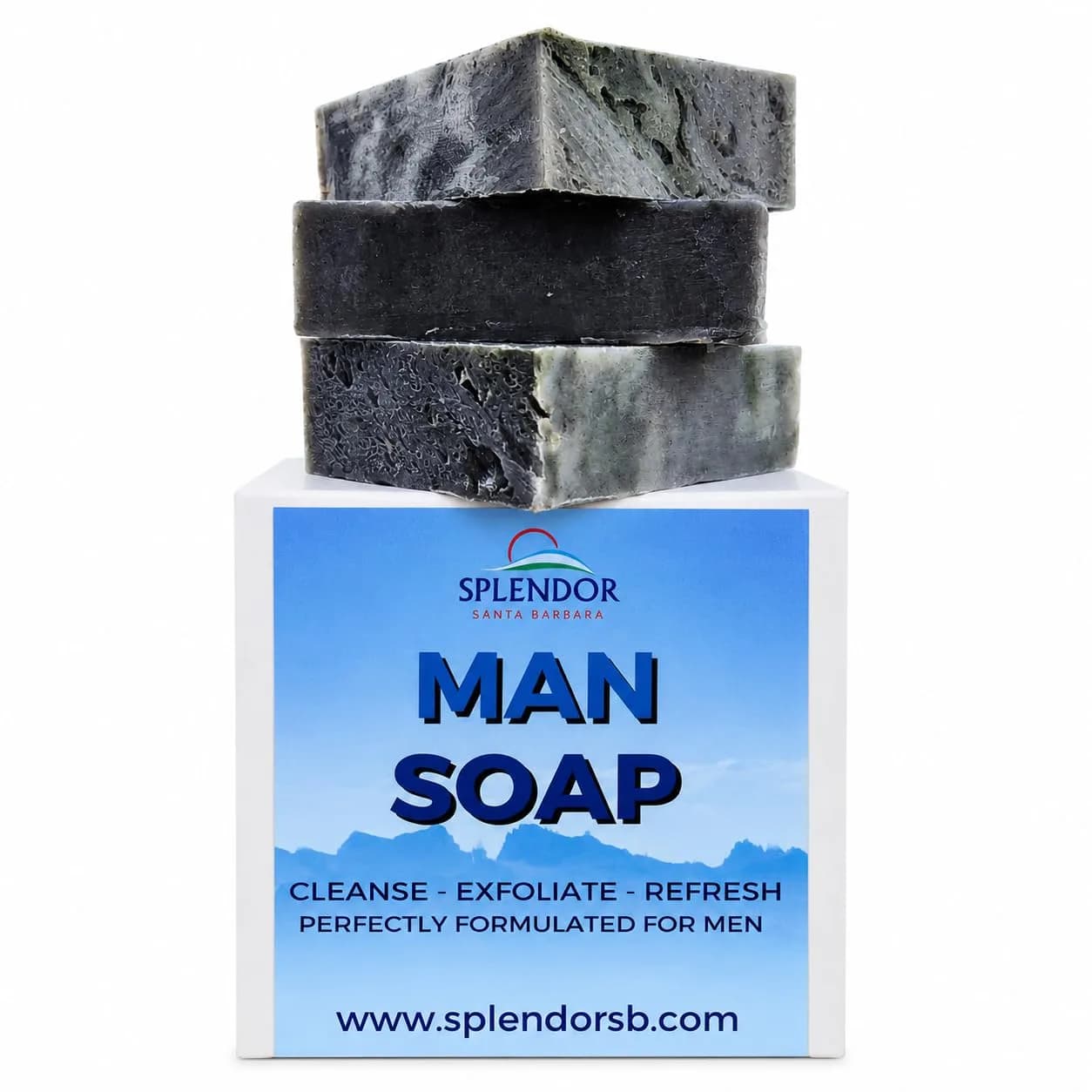 Splendor Santa Barbara Natural Soap for Men (10.5 oz) – Handmade Cold-Process Bars with Oils, Shea Butter & Clays – Long-Lasting Outdoors Mountain Scent — 10.5 Ounce