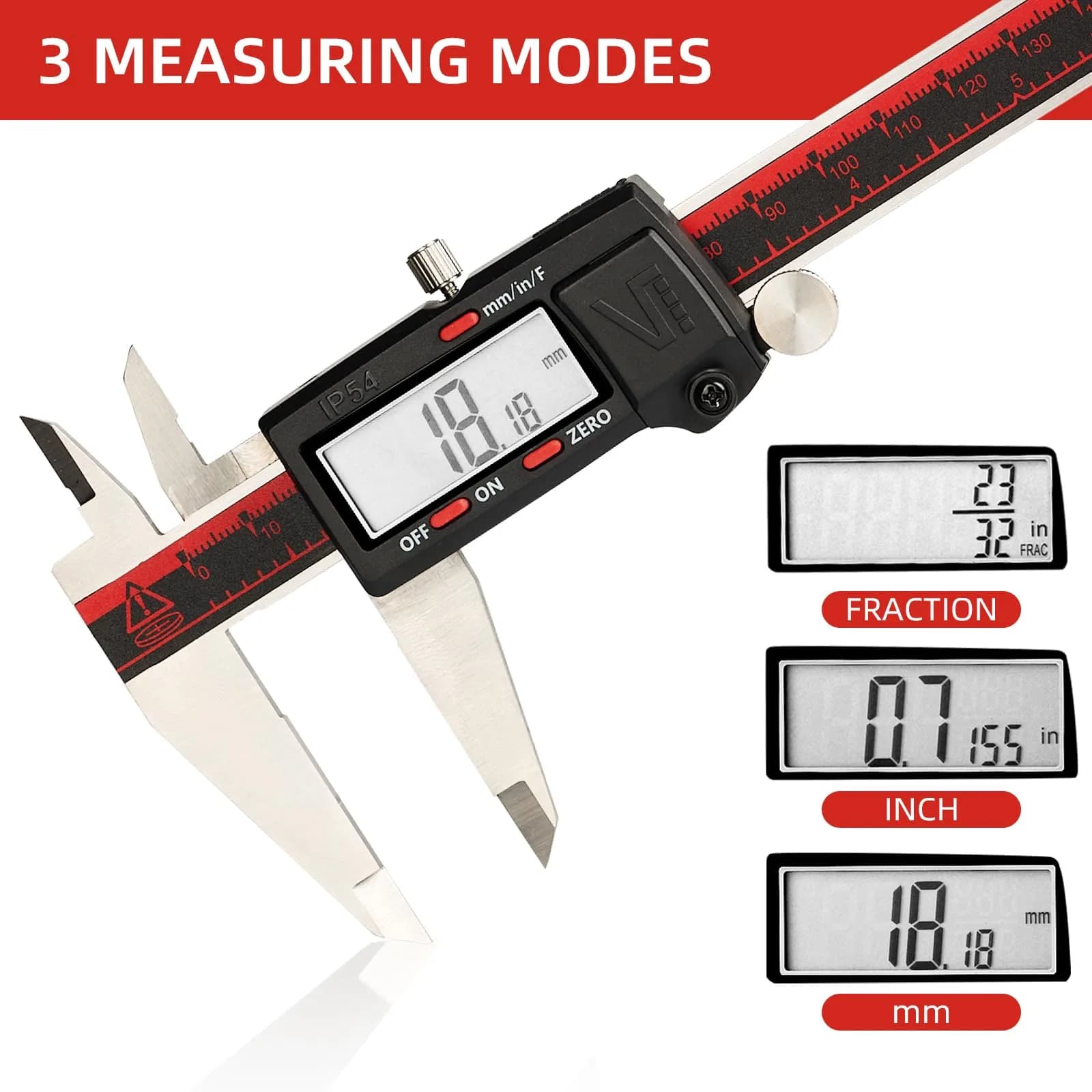 VINCA DCLA-0805 Digital Caliper 200mm (8 Inch) | IP54 Stainless Steel Precision Measurement - view 2