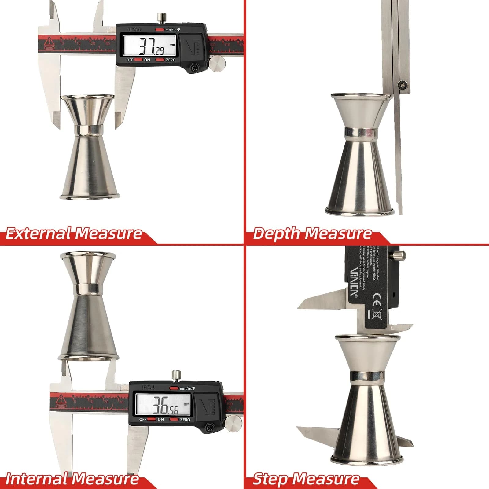 VINCA DCLA-0805 Digital Caliper 200mm (8 Inch) | IP54 Stainless Steel Precision Measurement - view 3