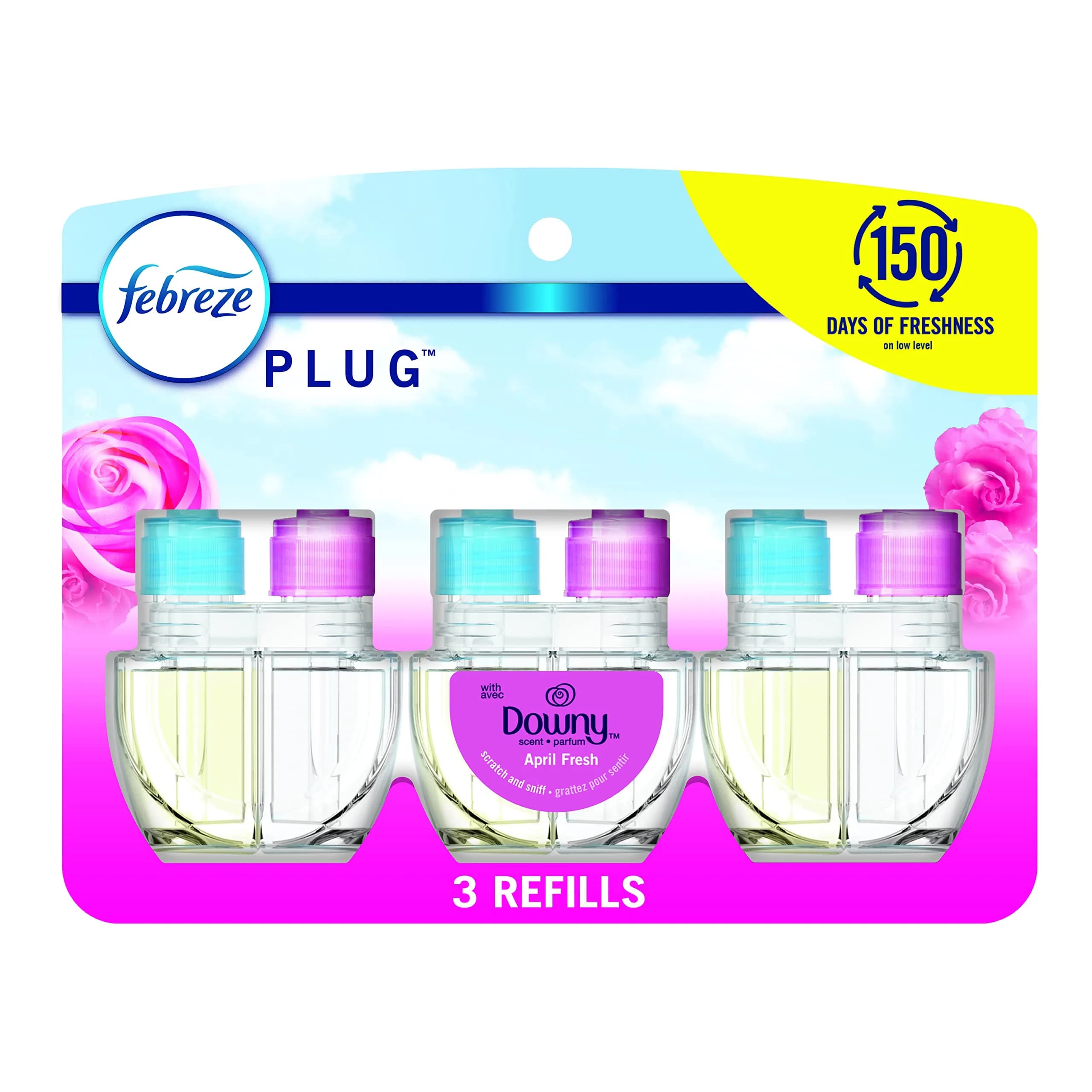 Febreze Fade Defy Plug-In Air Freshener Refills, Downy April Fresh Scent, 2.61 Fl Oz (77ml) | Lasts 50 Days on Low - main product image