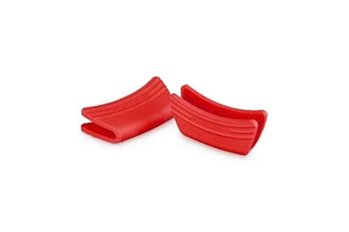 Le Creuset Silicone Handle Grips Set of 2, 12.7 cm (5") x 6.35 cm (2 1/2") Each, Cerise | Heat Resistant Kitchen Tool thumbnail 1