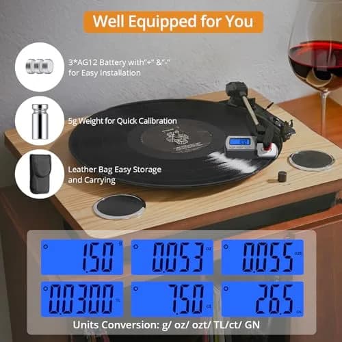 Neoteck Digital Turntable Stylus Force Gauge 0.01g/5.00g with Blue LCD | Accurate Tracking for Vinyl Playback thumbnail 4