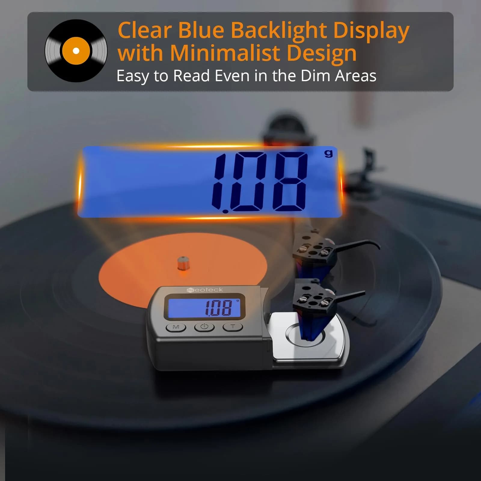 Neoteck Digital Turntable Stylus Force Gauge 0.01g/5.00g with Blue LCD | Accurate Tracking for Vinyl Playback - view 3