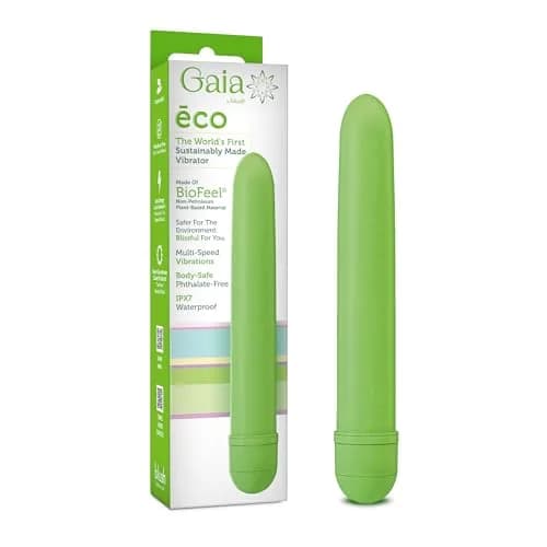 Blush Gaia® Eco 7" Slim Quiet Multispeed Vibrator, Green thumbnail 1