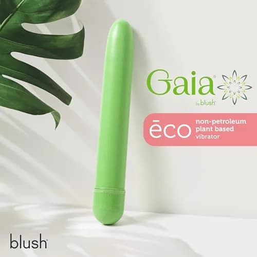 Blush Gaia® Eco 7" Slim Quiet Multispeed Vibrator, Green thumbnail 6