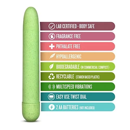 Blush Gaia® Eco 7" Slim Quiet Multispeed Vibrator, Green thumbnail 2