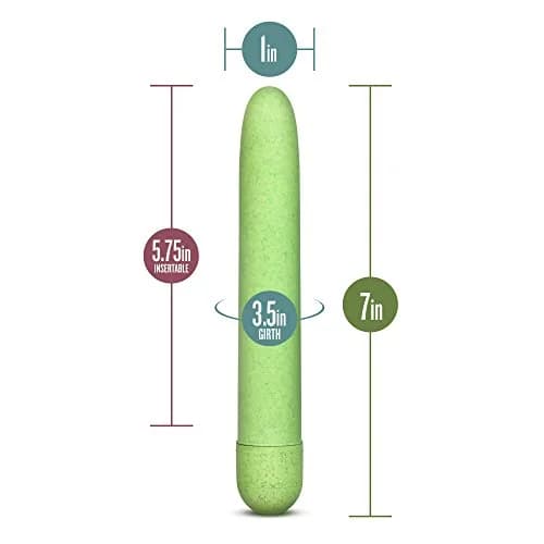 Blush Gaia® Eco 7" Slim Quiet Multispeed Vibrator, Green thumbnail 3