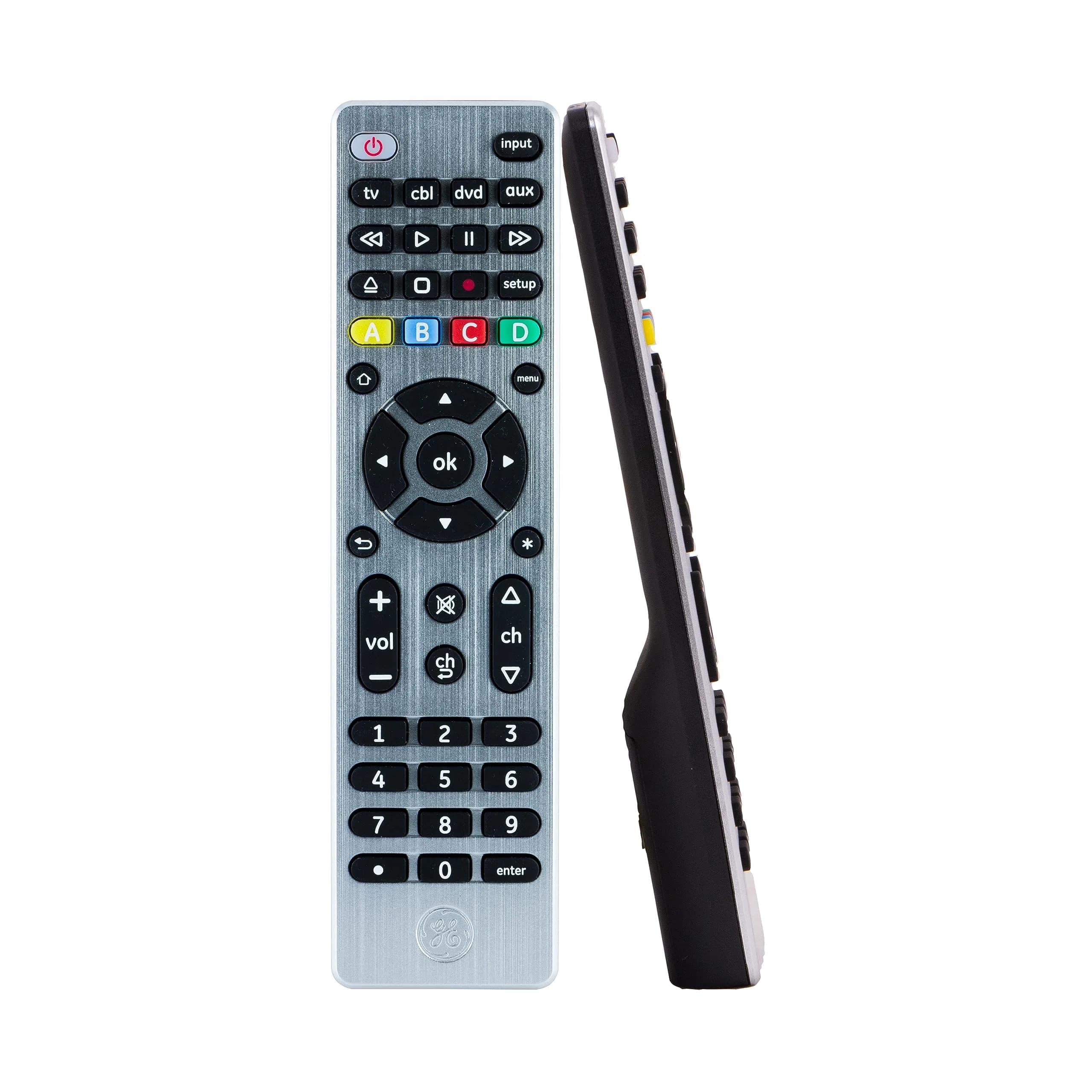 GE Designer Series 4-Device Universal Remote Control with Master Volume | Silver Finish