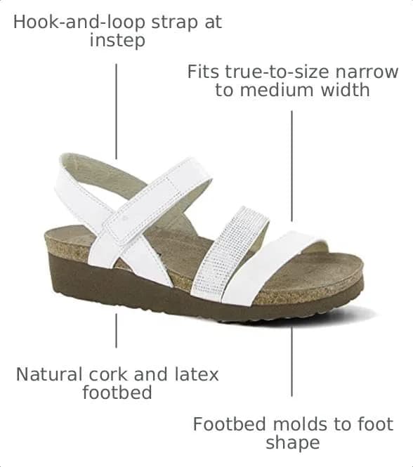 NAOT Krista Backstrap Sandal White/Silver Combo 5-5.5 M US | Supportive, Stylish, APMA Approved thumbnail 3