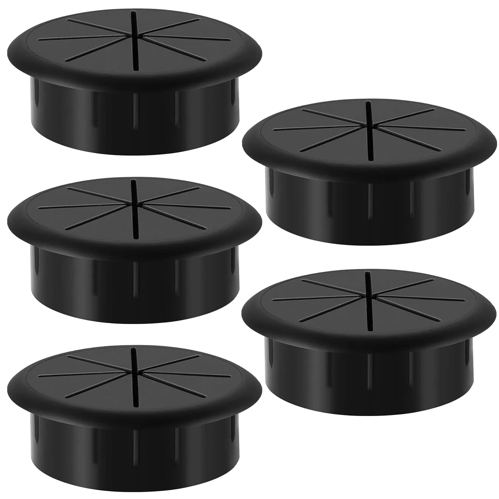 HYCC Flexible Desk Grommet 2-Pack White | Organize Wires Effectively — Black / 2-3/8 Inch-Black