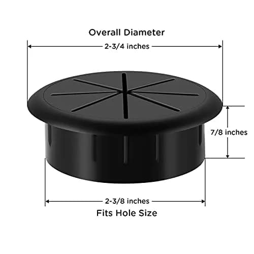 HYCC Flexible Desk Grommet 2-3/8 Inch Black 5-Pack | Organize Wires Effectively thumbnail 4