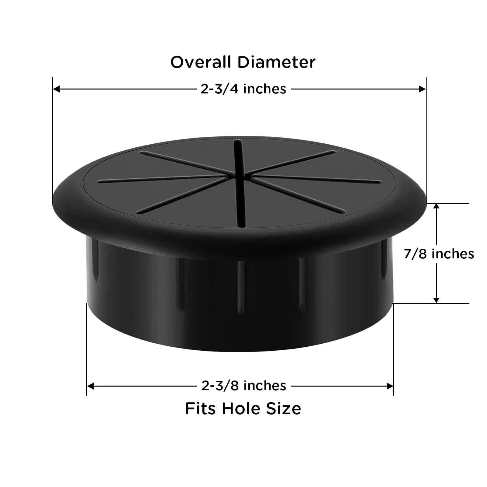 HYCC Flexible Desk Grommet 2-3/8 Inch Black 5-Pack | Organize Wires Effectively - view 4